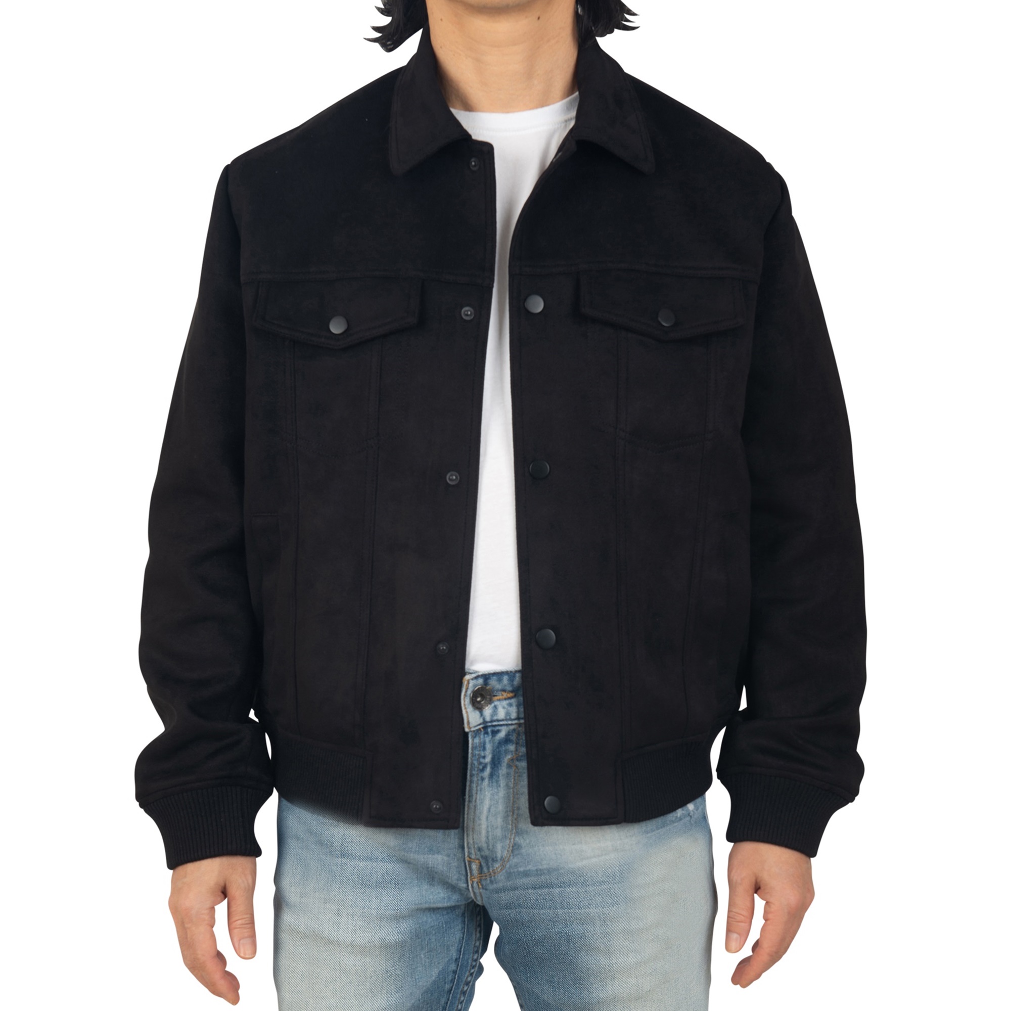 Alpine Swiss Men's Blake Vegan Suede Bomber Jacket – Lightweight